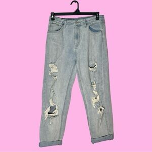 Wild Fable Light Blue Distressed High Rise Mom Jeans